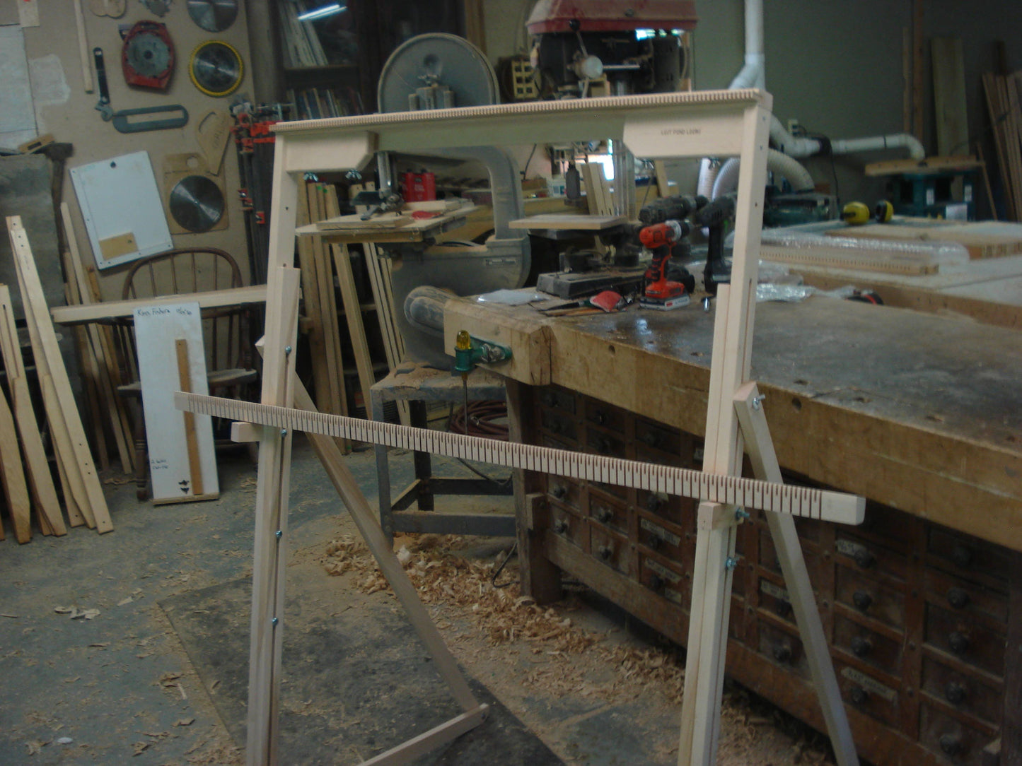 Large Heddle Bar on Vertical Wooden Weaving Loom. Lost Pond Looms by Eden Bullrushes Inc.