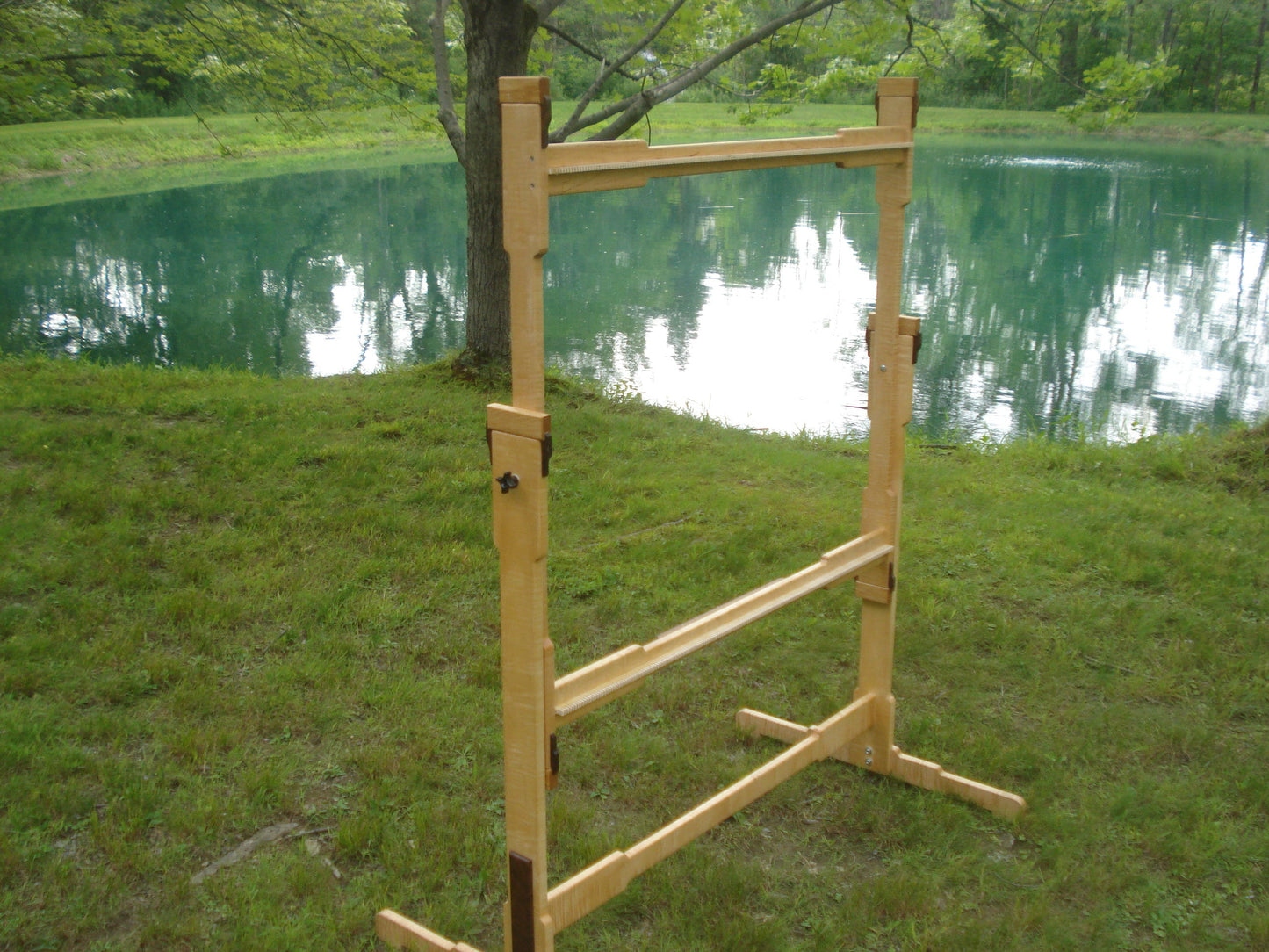 The Kingfisher Studio Model. Large Frame Vertical Wooden Weaving Loom with Adjustable and Tilt Features. Lost Pond Looms by Eden Bullrushes.