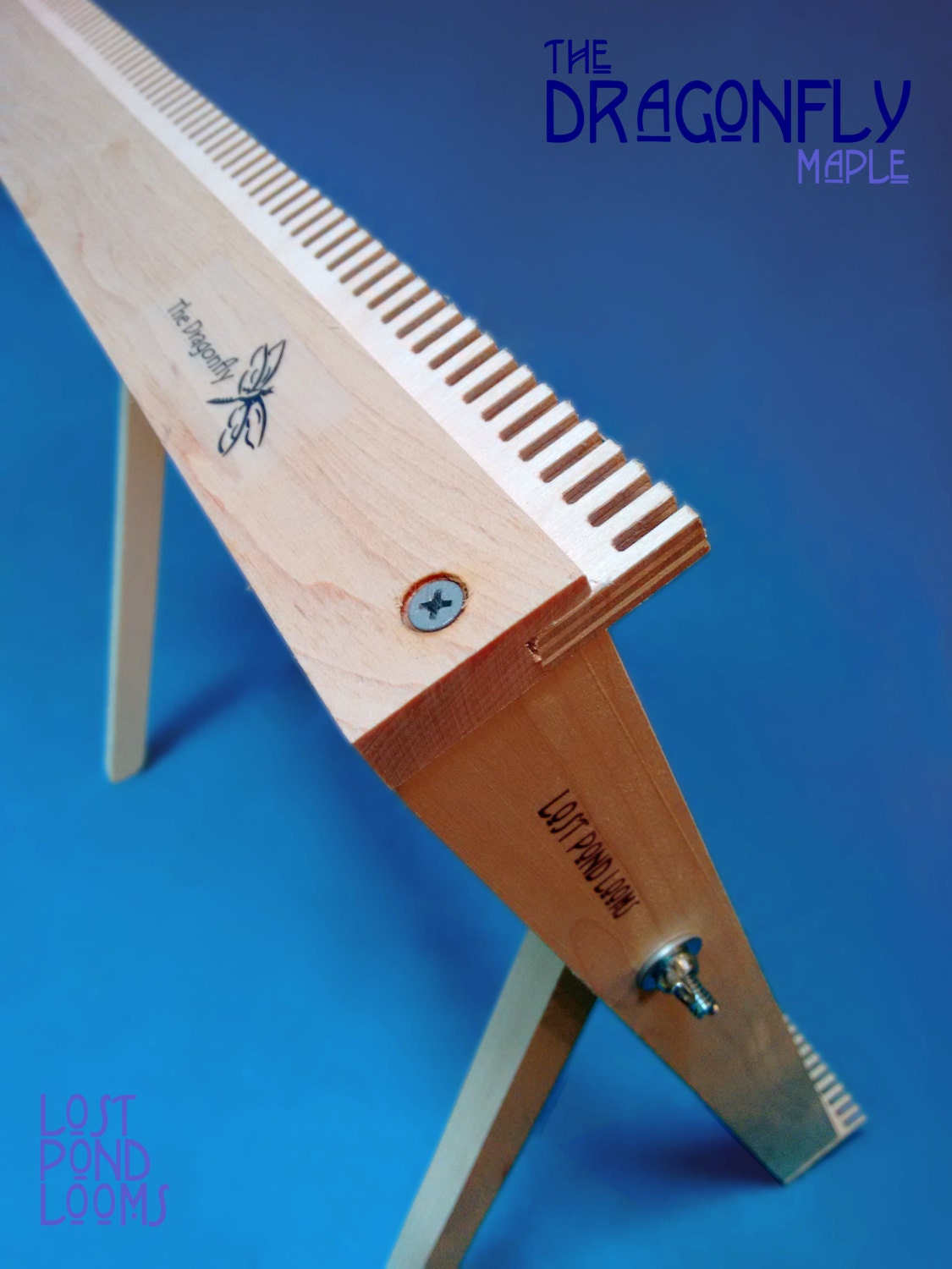 Maple Wood. The Dragonfly. Medium Table Top Wooden Weaving Loom. Lay flat or angle on a table. Lost Pond Looms by Eden Bullrushes.