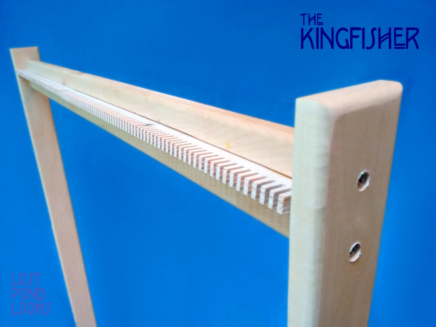 The Kingfisher. Large Frame Vertical Wooden Weaving Loom with Adjustable and Tilt Features. Lost Pond Looms by Eden Bullrushes.