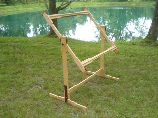 The Kingfisher Studio Model. Large Frame Vertical Wooden Weaving Loom with Adjustable and Tilt Features. Lost Pond Looms by Eden Bullrushes.